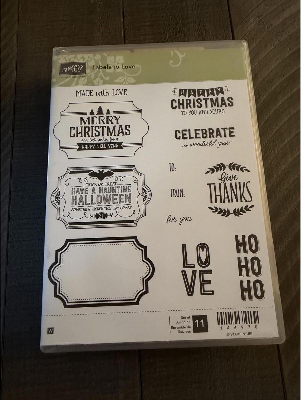 Stampin’ Up Labels to Love wood block rubber stamp set